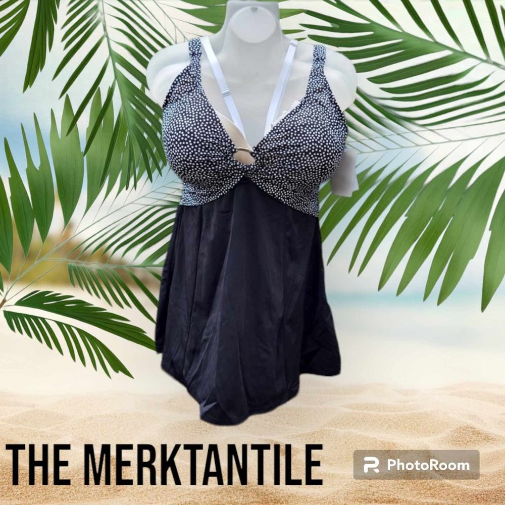 Maxine Polka Dot Black and White Padded  Swimwear Top - Womens Plus Size 20W